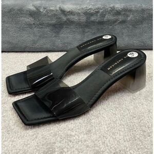 Good American Womens Block Heel Slide Sandal Black Size 9.5 NWOT